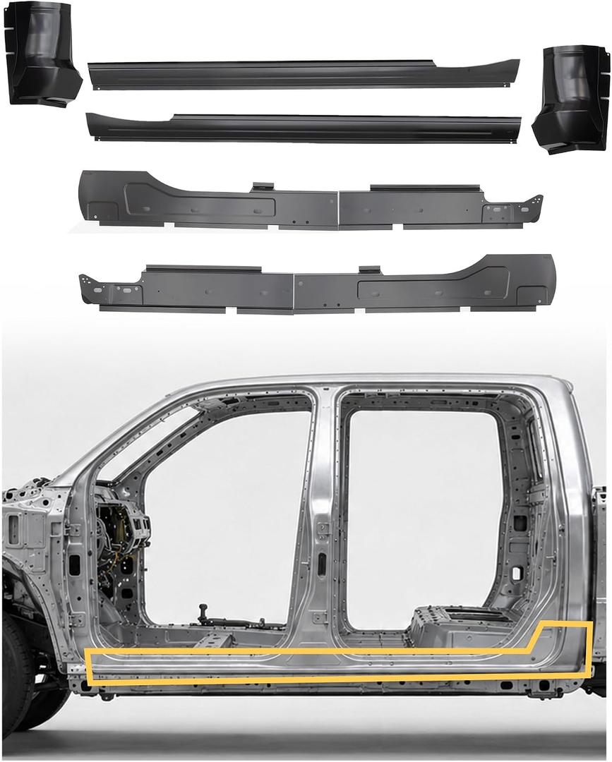Mountainpeak Rocker Panel & Cab Corner Fit for 2009-2018 Dodge Ram Crew Cab | 1500, 2500, 3500 Only, 6PCS Inner & Outer Rust Repair Kit, E-Coated Finish, Heavy Duty Steel