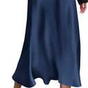 Zeagoo Skirts for Women Jacquard High Waist Skirt Black Elegant Midi Skirt Satin (Small, Navy Blue)