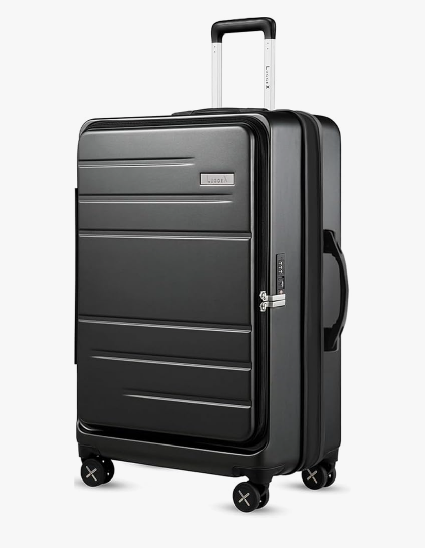 LUGGEX 28 Inch Luggage with Spinner Wheels, Expandable PC Hard Shell Checked Suitcase with Front Opening, Lightweight (Charcoal Metallic, 28 Inch)