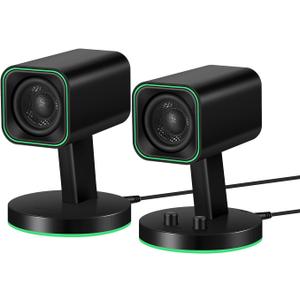 Sanyun SW202 24W Compact Computer Speakers, DSP 3 Modes 16bit USB DAC Bluetooth 5.2, 2.0 PC Multimedia RGB Gaming Speakers for Desktop Monitor Laptop, (Game/Movie/Music, Black)