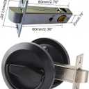 Dixiao 2 Pack Round Recessed Door Lock, Low Profile Door Knob, Hidden Install Cup Door Knob Lock, Flat Door Knobs, Low Profile Door Pulls, Pocket Bifold Door Hardware