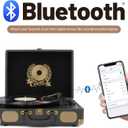 Vinyl Record Player Bluetooth Turntable 3-Speed Suitcase Portable Vintage Belt-Driven Record Player with Built-in Speakers RCA Line Out AUX in Headphone Jack LP Recording to Convert Records to MP3