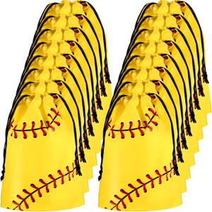 Silkfly 50 Pack Softball Snack Drawstring Bags Small Snack Plastic Goodie Gift Bags Party Favor for Sport Party Supplies, 8 x 10 Inch