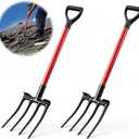 2 Pack 4 Tine Roofing Shovel 43.3 Inch 4 Tine Tear Off Tool Garden Spading Fork with D Grip Handle for Shingles Underlayment Nails Soil Turning Yard Landscaping Home Repair Work Roofing Projects