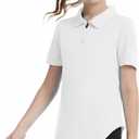 CharmWM Girls Golf Shirts Short Sleeve Polo Tops V-Neck 1/4-Zip with Collar Shirts Tennis Outfits 3-14 Years