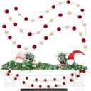 TBD Decor 3pk Red Pom Pom Garland 20FT Colorful Large Felt Ball Garland for Mantle,Indoor Holiday Wedding Birthday Party Supplies