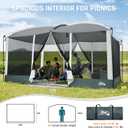 Screen House Tent 13x9ft Screen Room Mesh Gazebos w/ 2 Magnetic Doors, Included Projection Screen, Camping Tent Screened Canopy Shelter for Outdoor Patios Backyards Activities (Gray)