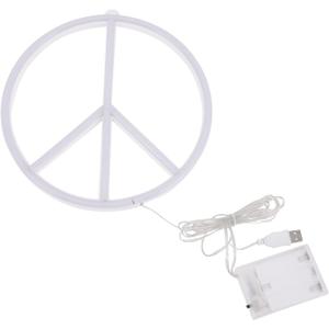 Uonlytech Decor Signs LED Peace Sign Led Peace Symbol Neon Modeling Light Luminous Neon Lamp Wall Light Wedding (22x22cm, White)