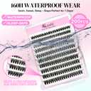 2 x Self Adhesive Eyelashes, No Glue Needed Lashes DIY Lash Cluster Eyelash Extensions Kit 8‑18mm,40D, 200pcs Fluffy D Curl Soft Natural Lashes with Tweezers–Fake Cat Eye Wispy Individual NG50P8
