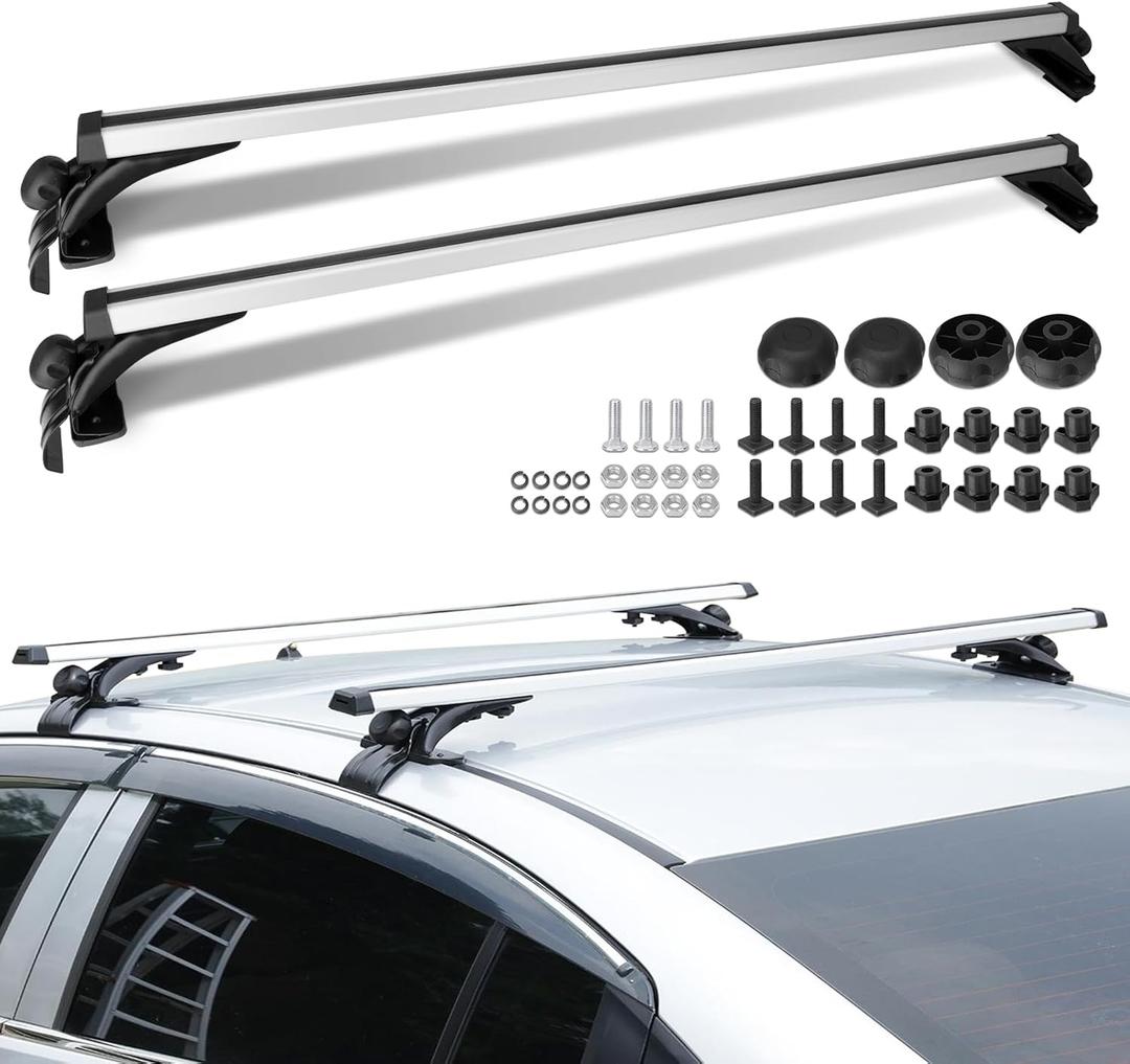 Max Loading 165lbs Universal Roof Rack Cross Bars, Upgrade Aluminum 48" Rooftop Crossbars Luggage with Adjustable Window Frame for Luggage Kayaks Skis Canoes Bicycles