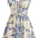 CIDER Floral Dress for Women Summer Mini Sundresses Spaghetti Strap Cute Vacation Dresses Boho Casual Outfits, Small