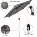 Blissun 9' Outdoor Patio Umbrella, Outdoor Table Umbrella, Yard Umbrella, Market Umbrella with 8 Sturdy Ribs, Push Button Tilt and Crank