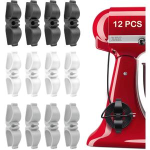 Cord Organizer for Appliances, 12 Pack Upgraded Kitchen Appliance Cord Organizer Stick On Appliance Wire Organizer Wire Wrapper for Kitchen Appliances Mixers, Coffee Maker, Pressure Cooker (4*Black+4*White+4*Grey)