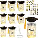 8 Set Graduation Table Decor Set Graduation Jar Decorations with LED Lights Class of 2025 Gifts Ideal Graduations Gifts Hats Stickers LED String Light for High School College