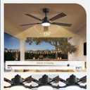52 Inch Ceiling Fan with Light and Remote, 6 Speeds Reversible DC Motor Ceiling Fans for Bedroom Living Room Patio, 3CCT Dimmable LED, 5 Wood Blades, Downrod Mount, Sloped Ceiling Compatible