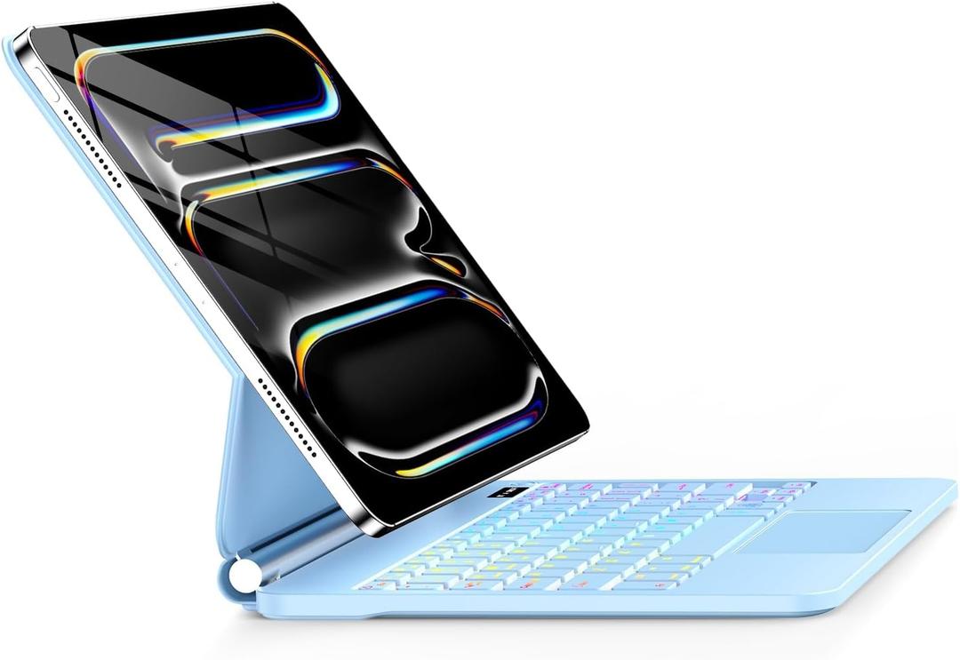 GGQFGTOJ for iPad Pro 13 Inch Case with Keyboard (M5/M4, 2025/2024)，MagicStyle Magnetic – 7 Colors Backlight Floating Cantilever Stand  MultiTouch Trackpad Keyboard Case for iPad Pro 13. (Blue)