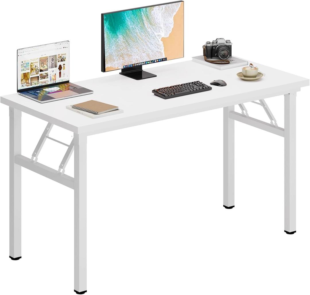 DlandHome 47 inches Folding Table Computer Desk Portable Table Activity Table Conference Table Home Office Desk, Fully Assembled White DND-ND5-120WW (White)