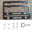 1 PCS License Plate Frame Black for Lexus Owners  Rust-Resistant, 4 Holes Front & Rear Holders with Fasteners, Inserts, Rust/Rattle Proof Pads, Easy Installation