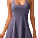 2025 Womens Tennis Dress with Adjustable Straps Built-in Bra Workout Athletic Golf Summer Dress Non-Removable Shorts (X-Large, Purple)