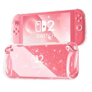 FIWWAT Switch Case for Nintendo Switch 2, Slim Clear Protective shell with Comfortable Grip Design, Soft TPU Shock-Absorption and Anti-Scratch Cover for Switch 2, Cute Sparkle Shining Skin - Glitter