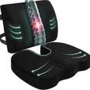 Seat Cushion and Lumbar Support Pillow for Office Chair, Wheelchair, Memory Foam Coccyx Cushion for Sciatica Tailbone Pain Relief, Back Support for Car Chairs, Desk Chair