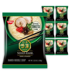 Nissin RAOH Ramen Noodle Soup, Tonkotsu, 3.53 Ounce (Pack of 6), BBD 03/10/2026