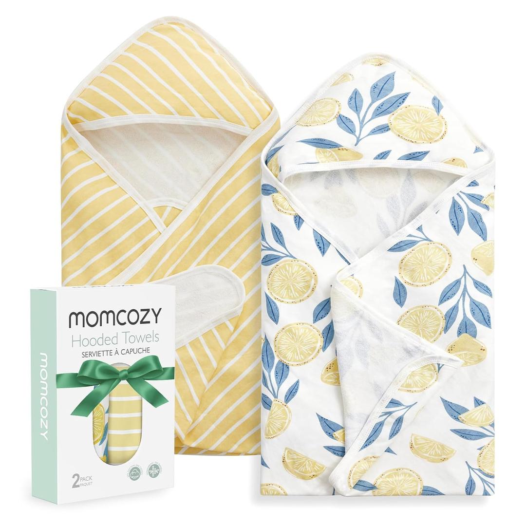 Momcozy Baby Towel with Hooded - Ultra Soft & Absorbent Large Bath Towel Set for Comfort & Gentle on Baby's Skin - Med Thick& Durable -Shower Gift & Bath Essential for Newborn, Infant, Toddler