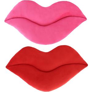 zhidiloveyou 2PCS 11" Lip Plush Small Decor Pillow Hug Toy Soft Lip Shaped Cushion (Pink+Red)