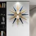 Starburst Large Wall Clock,Mid Century Decorative Wall Clock Modern Silent Clock Battery Operated for Living Room/Kitchen/Entryway/Bedroom/Office/Dinning Room Metal Wall Decor, 26 inch