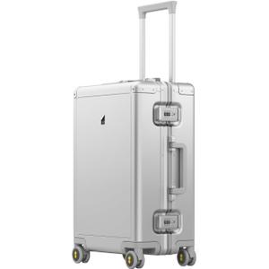LEVEL8 Gibraltar Carry on Luggage, 20 Inch Aluminum Zipperless Luggages Airline Approved, Hardside Suitcase with TSA Lock and Spinner Wheels, Silver