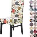 Chair Covers for Dining Chair Set of 4, Stretchy Soft Parson Chair Covers Removable Washable Kitchen Dining Room Chair Slipcovers with Elastic for Universal Fit (Orange Flowers)