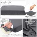 Newwiee Set of 4 Stretch Patio Cushion Covers Sofa Couch Seat Chair Slipcovers Cushion Cover Replacement Furniture Protector for Pets Washable(Dark Grey,Seat Cover,Solid)