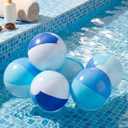 Realspring 12 Pcs Pastel Inflatable Beach Balls Kids Bulk Blue Stripe Jumbo Big Beach Balls Pool Floating Toys for Adults Water Games Baby Shower Birthday Summer Swimming Party Decor Favor(11 Inch)