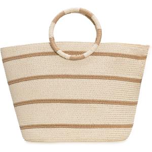 Beach Bags for Women Straw Tote Bag Summer Beach Bag Large Woven Straw Tote for Vacation Holiday (Beige)