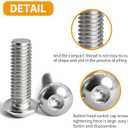 UYTRYEM M6-1.0 x 30mm Button Head Socket Cap Screws, Allen Socket Drive, 304 Stainless Steel, Full Thread, Bright FinishMetric Thread Hex Socket Bolts Fastener 25PCS (M6-1.0 x 30mm)