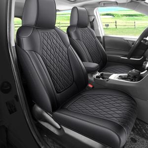 Rav4 Seat Covers Custom Fit for Toyota Rav4 Full Set Faux Leather Car Seat Covers Waterproof Full Coverage (Black, Gas Model 2019-2025 LE/XLE/Premium/Limited)