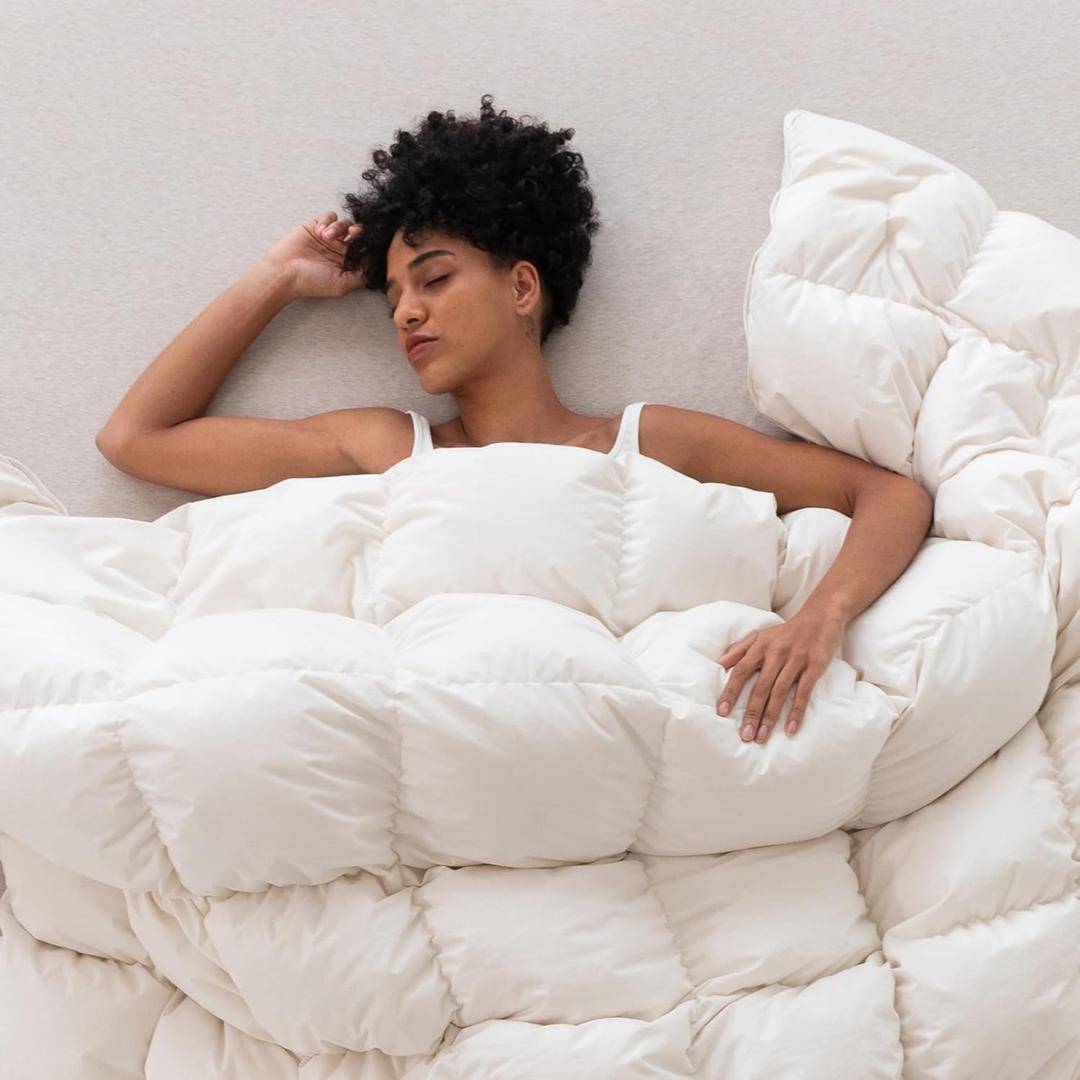 Three Geese Down Feathers Fiber Comforter Oversized King Size  750 Fill Power All Season Down Duvet Insert, UltraSoft Hotel Collection White Comforter, BaffleBox Design  Noiseless Medium Warmth.