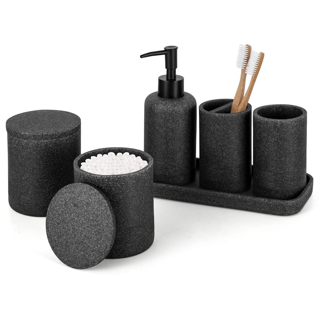 Amazon.com: ZCCZ Black Bathroom Accessories Set 6 Pcs- Toothbrush ...