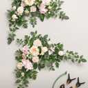 Ling's moment 2PCS Pink Artificial Floral Swags Wedding Arch Flower Garland Cream Rose Flowers Greenery for Table Backdrop Easel Wall Entryway Outdoor Board Decor