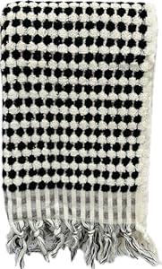 EASTERNRUGARTS Turkish Bath & Beach Towel 33x72 Inches, Multicolor 100% Soft Cotton Fluffy Towel, Face, Hand & Thick Rainbow - Black-White, 17x35