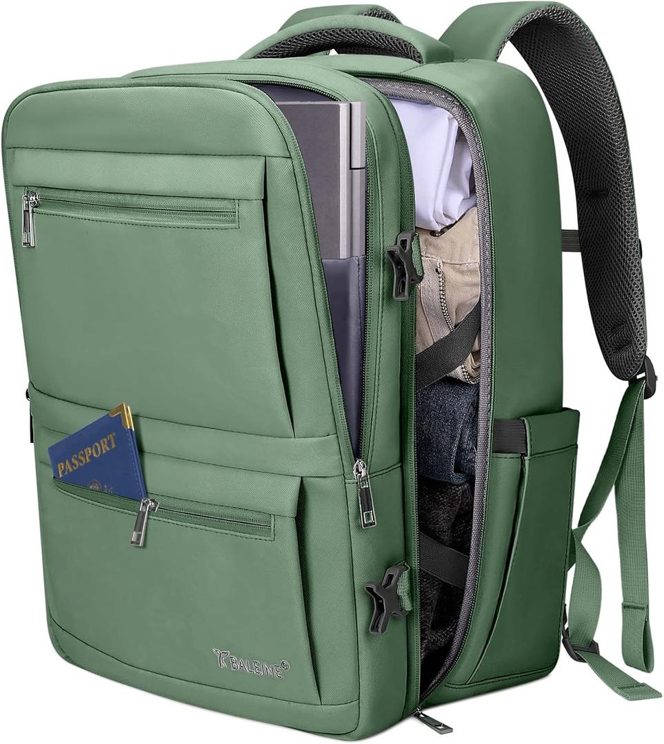 BALEINE Travel Backpack for Women Men, Large Sturdy Carry On Laptop Backpack Gifts for Business, Casual, Weekender, Hiking (XL, Olive Green)