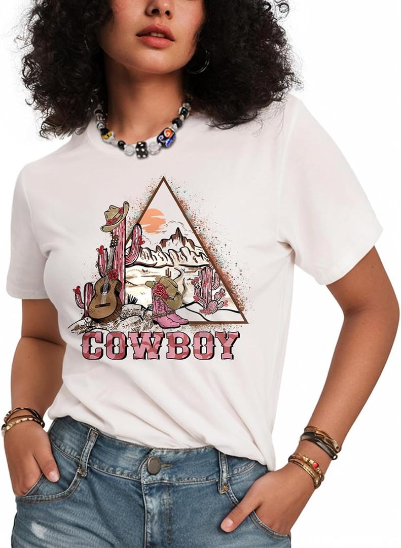 Flafens Graphic Tees T Shirts for Women - Cute Womens T-Shirts Cotton Tshirts Tops Teens Girls (White, M)