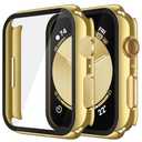 Misxi 2 Pack Tempered Glass Case Compatible for Apple Watch SE 3 (2025) SE 2 SE Series 6 Series 5 Series 4 40mm, Hard PC Screen Protector Overall Protection Cover for iWatch, 1 Gold + 1 Transparent