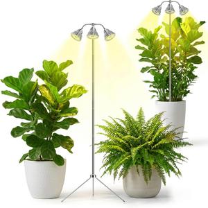 Full Spectrum Grow Light for Indoor Plants with Adjustable Tripod Stand, 11''- 60'' Height Plant Grow Lamp with Auto Timer 3/9/12H, LED Plant Light for Houseplants, Seedlings, Flowers & Indoor Garden