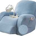 Gennia Waterproof Recliner Chair Cover,Stretch Reclining Sofa Covers with Pockets,Washable Lazy Boy Recliner Slipcovers,Leakproof Couch Protector for Kids, Pets, Dog and Cat (XL-Recliner,Light Blue)