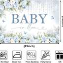 Baby in Bloom Backdrop 7x5ft Sky Blue Flowers Baby Shower Party Decorations Baby Girl's Floral Nature Theme Photography Background