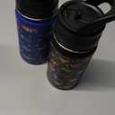 2 Pack Kids Water Bottle,14oz Stainless Steel Insulated Water Tumbler,School Water Mug,Suitable for Boys and Girls to Use(Black dinosaur + Blue car)