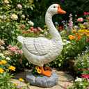 Large Porch Goose Statue Premium 20” Realistic Hollow Resin Garden Goose Stone Base with Sand-Fillable Design for Outdoor Stability Birthday Housewarming Gift for Kids Women Mom Friends