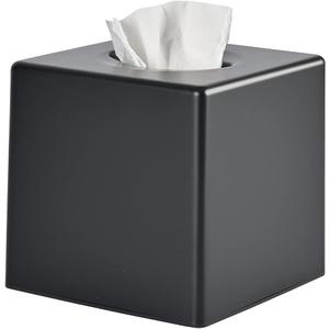 Tissue Box Cover, Square Facial Tissue Holder Storage for Bathroom Vanity, Countertops, Dressers, Night Stand, Parlors and Offices - Black