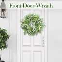 Door Wreath Green Eucalyptus for Front Door Wreaths Spring Summer Olive Wreath Artificial Leaves Mixed Berry Wreaths for All Season Home Farmhouse Porch Year Round Outdoor Wall Decorating,18-20 Inch
